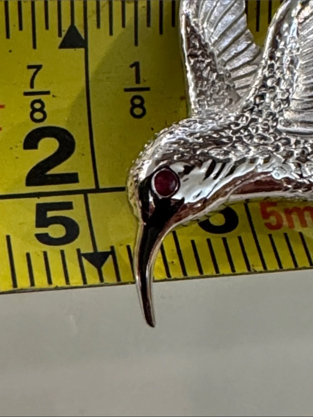 Silver Hummingbird Bird Pin Brooch - Silver Color with stone eye